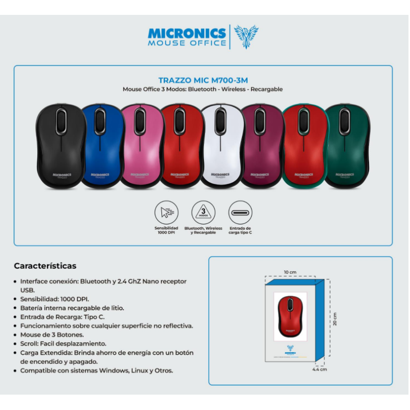 MOUSE INALAMBRICO-BLUETOOTH RECARGABLE