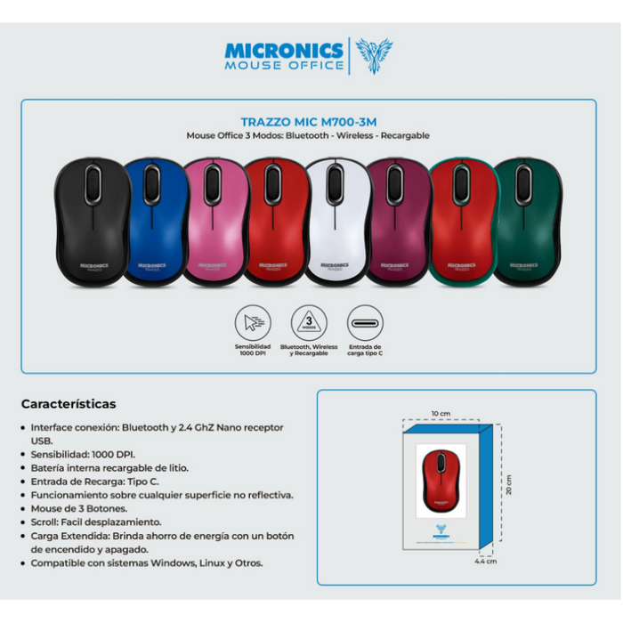MOUSE INALAMBRICO-BLUETOOTH RECARGABLE