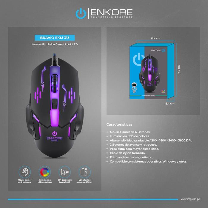 MOUSE GAMER RGB USB BLANCO